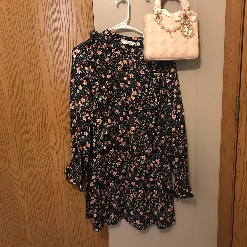 Ruffled Embroidered Floral Dress